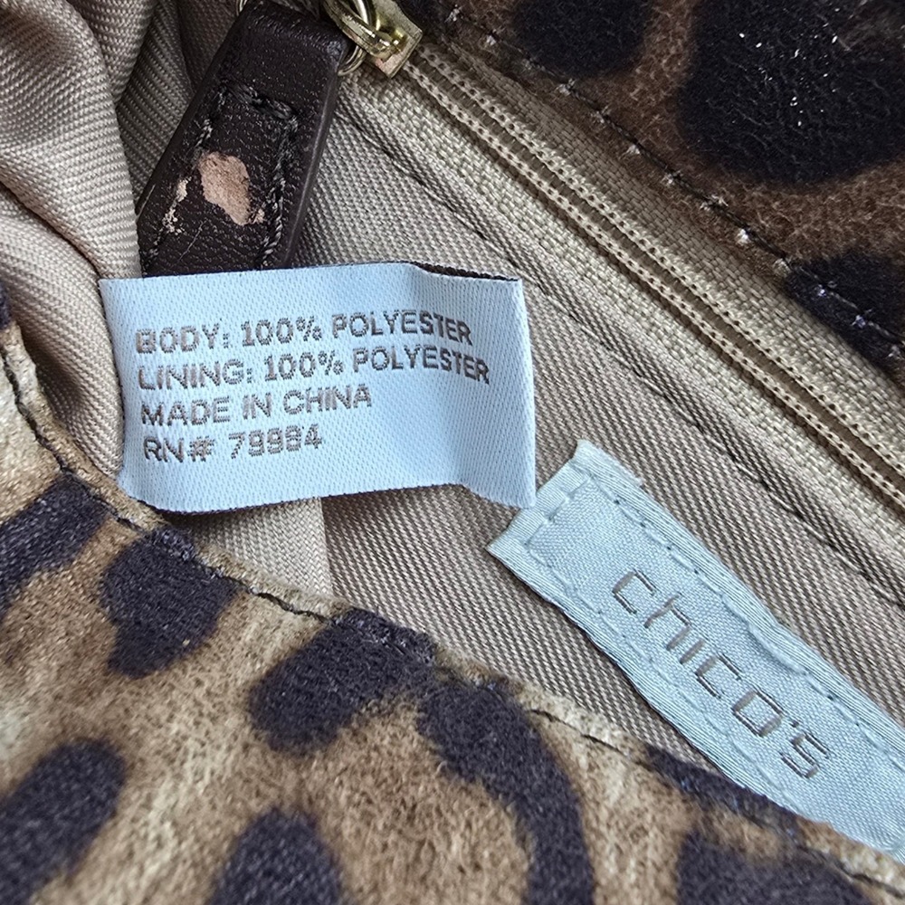 Chico's Leopard Print Crossbody Bag Brown Gold Chain Turnlock Classic Chic OS - Picture 9 of 12